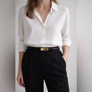 Vintage OROTON Steerhide Leather Belt – Black & Gold Buckle | Adjustable 30–34”